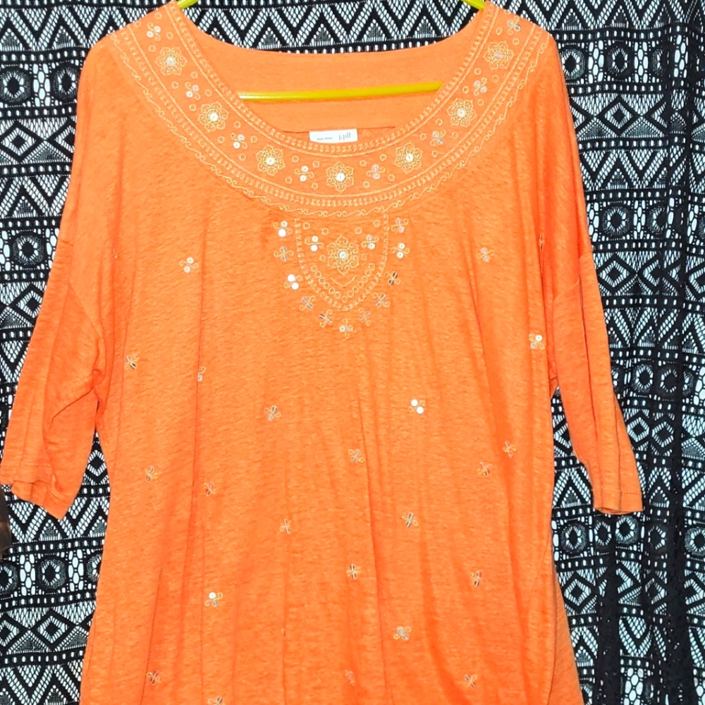 J JILL Love Linen embroidered tunic